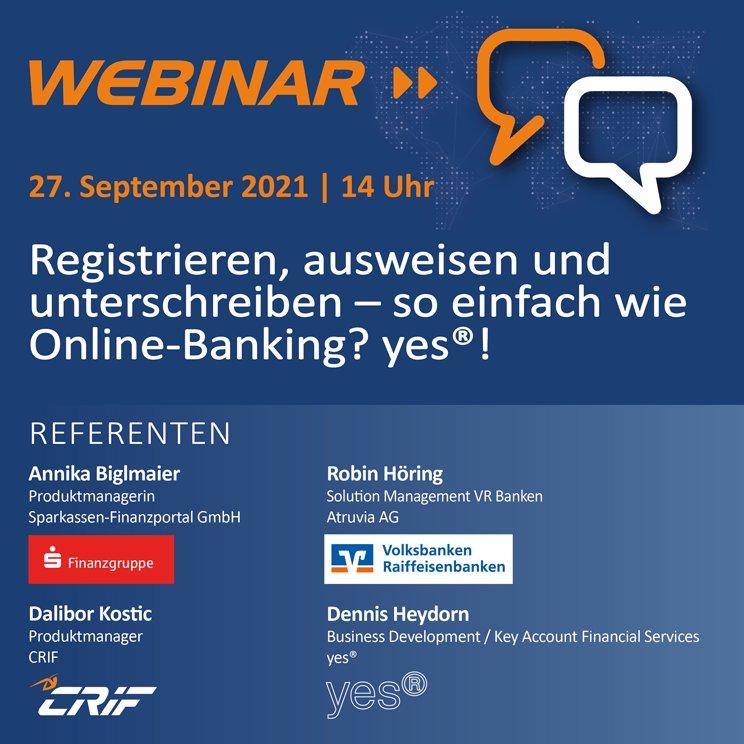 Webinar: Registrieren, ausweisen und unterschreiben – so einfach wie Online Banking? yes® (Webinar | Online)