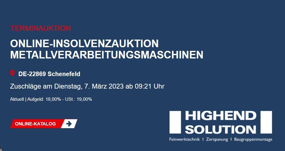 Online-Insolvenzauktion Metallverarbeitungsmaschinen (Sonstiges | Online)