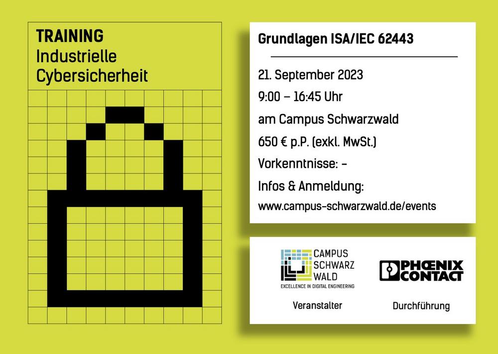 Industrielle Cybersicherheit – Grundlagen ISA / IEC 62443 (Seminar | Freudenstadt)