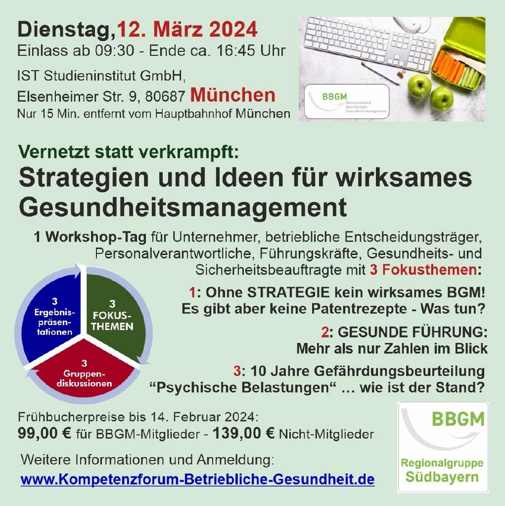 Strategien und Ideen für wirksames Gesundheitsmanagement (Workshop | München)