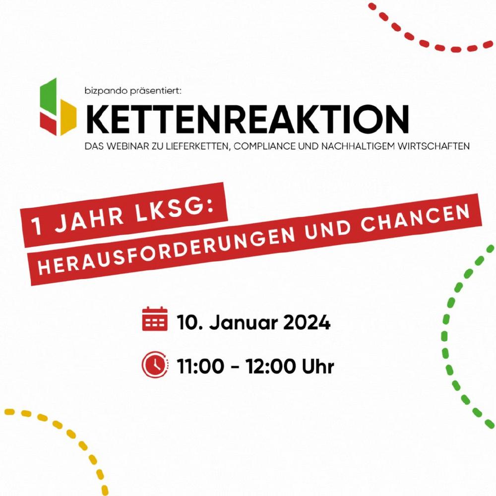 Kettenreaktion Webinar: 1 Jahr LkSG – Herausforderungen und Chancen (Webinar | Online)