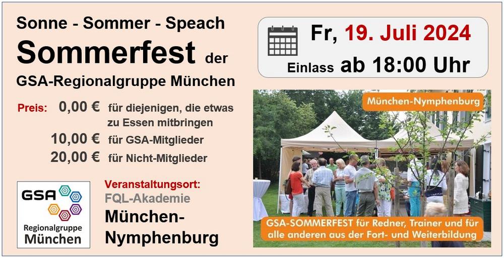 Sonne – Sommer – Speach: Das Sommerfest der GSA-Regionalgruppe München (Workshop | München)