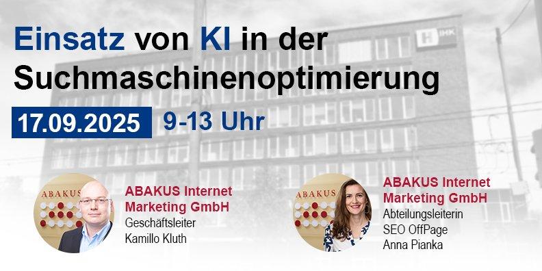 IHK Hannover Seminar „Einsatz von KI in der Suchmaschinenoptimierung“ am 17.09.2025 von 9-13 Uhr (Seminar | Hannover)
