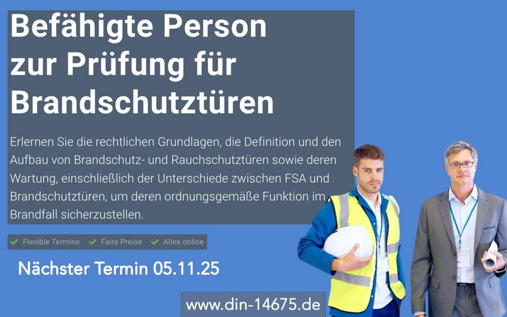 Befähigte Person zur Prüfung für Brandschutztüren (Schulung | Online)