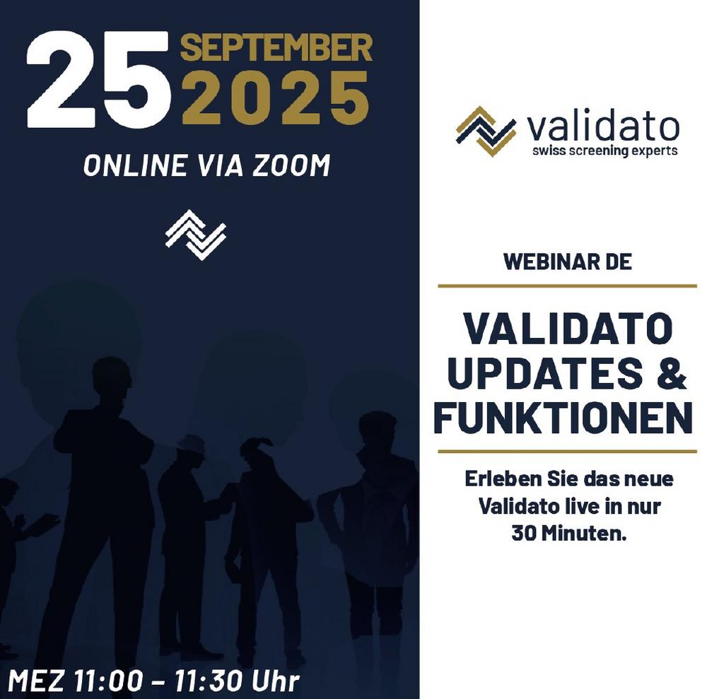 Validato Webinar | Updates & Funktionen (Webinar | Online)