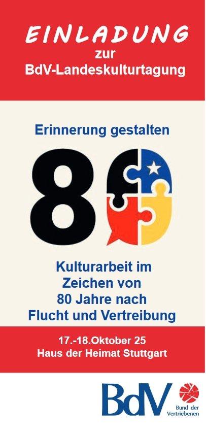 Erinnerung gestalten – Kulturarbeit im Zeichen von 80 Jahre nach Flucht und Vertreibung (Konferenz | Stuttgart)