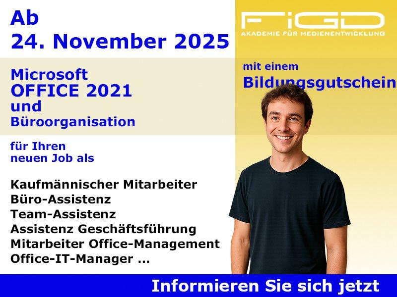 Microsoft Office 2021 & Büroorganisation – Onlinekurs ab 24.11.2025, 100 % förderbar mit Bildun (Schulung | Online)