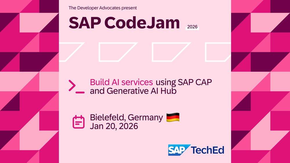 SAP CodeJam „Build AI Services with CAP & Generative AI Hub“ in Bielefeld (Workshop | Bielefeld)