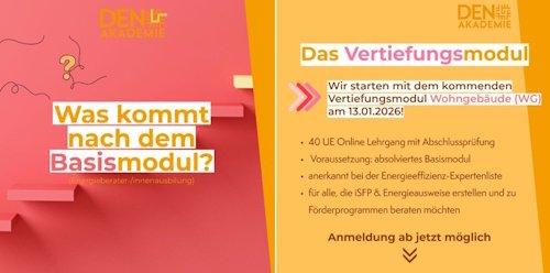 Lehrgang für Energieberatung Wohngebäude – Vertiefungsmodul 40 UE (Seminar | Online)