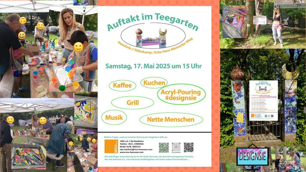 Teegarten Hannover – Einladung zur Auftaktveranstaltung am 17. Mai 2025 mit Acrylic Pouring (Unterhaltung / Freizeit | Hannover)