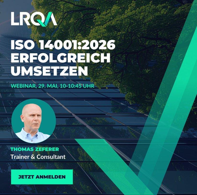 ISO 14001:2026 erfolgreich umsetzen – mit Führung und Kultur (Webinar | Online)