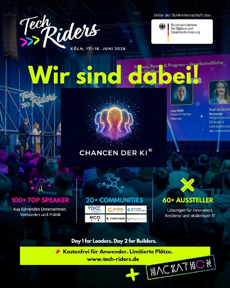 Tech Riders Festival 2026 – Die CHANCEN DER KI® Community ist dabei! (Konferenz | Hürth)
