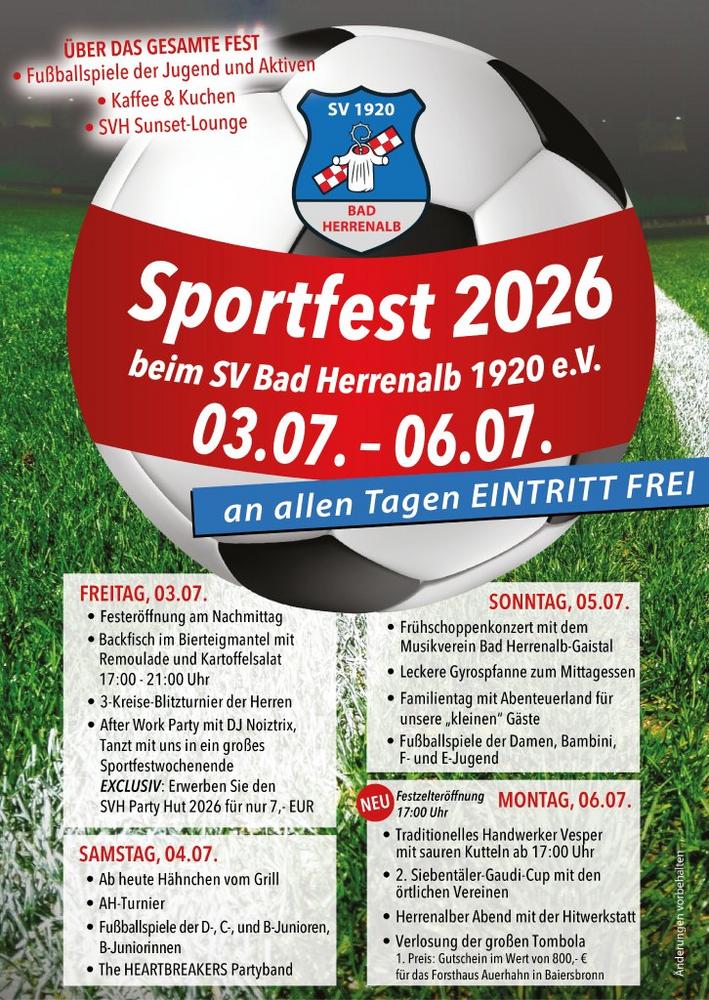Sportfest des SV Bad Herrenalb vom 3. Juli – 6. Juli (Unterhaltung / Freizeit | Bad Herrenalb)