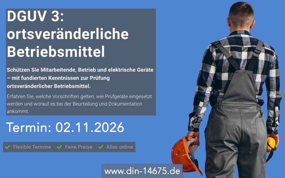 DGUV 3: ortsveränderliche Betriebsmittel (Schulung | Online)