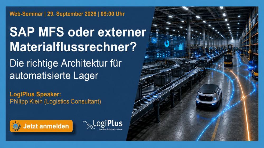 Web-Seminar: SAP MFS oder externer Materialflussrechner? Die richtige Architektur für automatisiert (Webinar | Online)